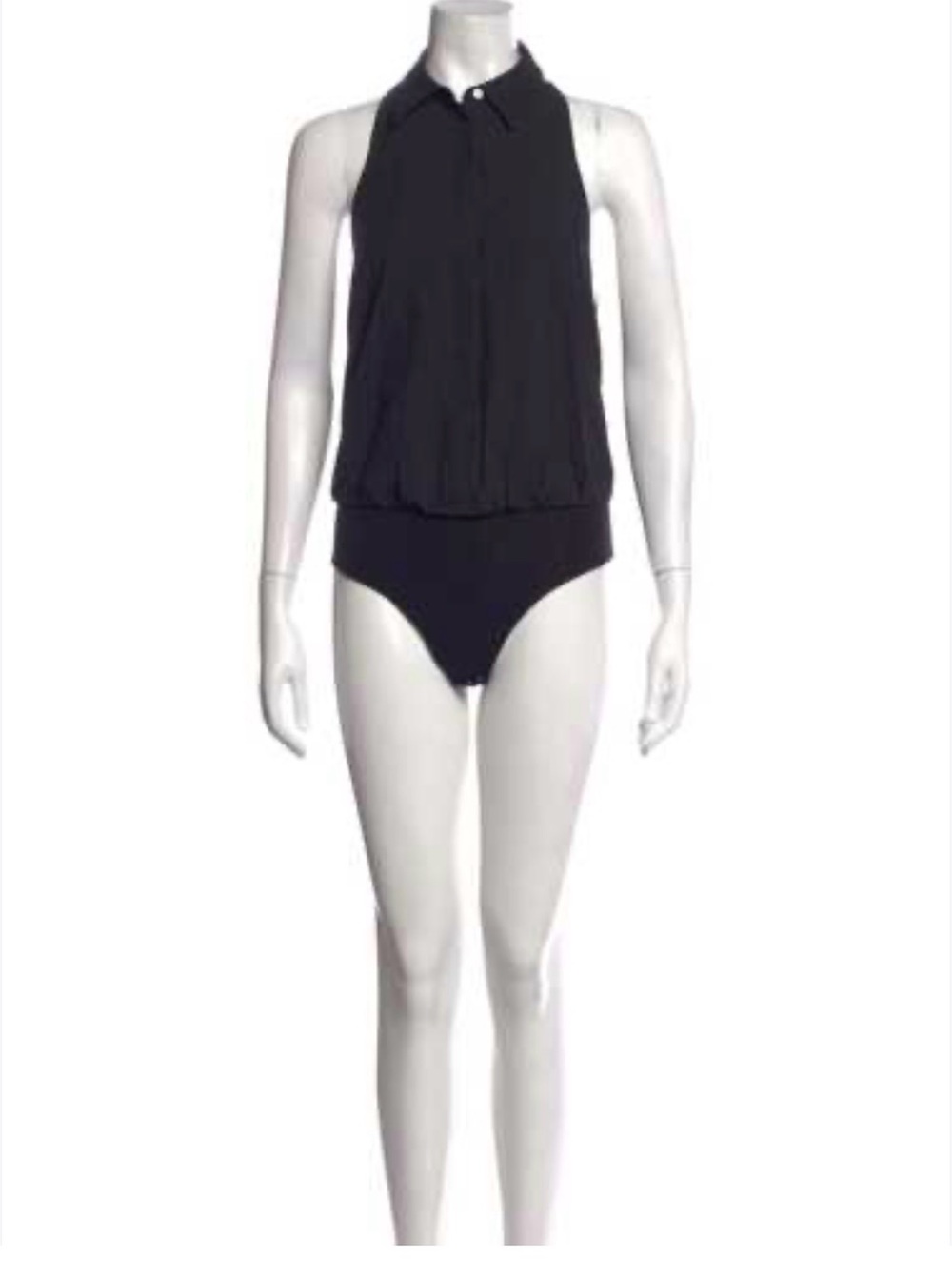 Alexander Wang Black Sleeveless Collared Bodysuit